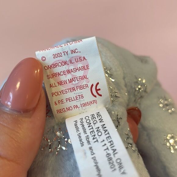 Ty Beanie Babies 2002 Flaky the Blue Bear with Silver Snowflakes Excellent Used… - Picture 8 of 8